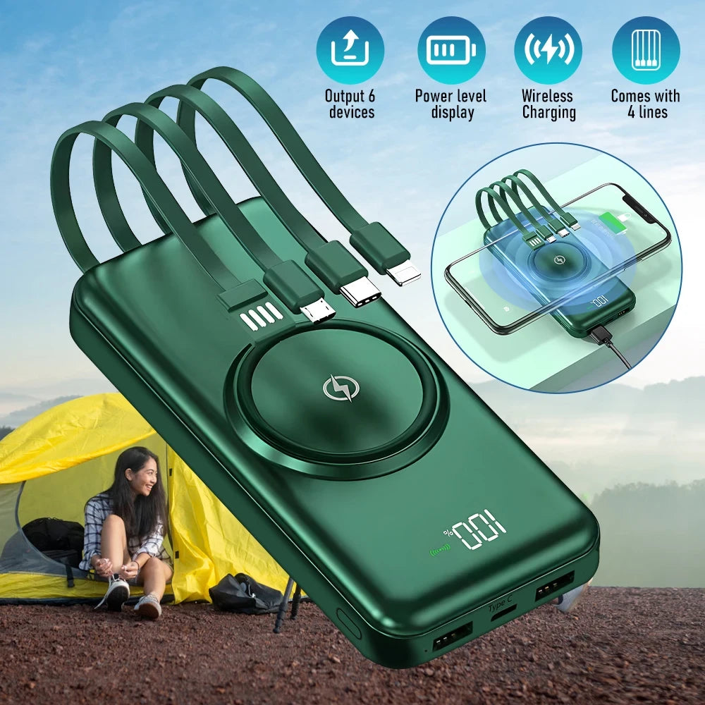 Quad Cable Wireless Power Bank