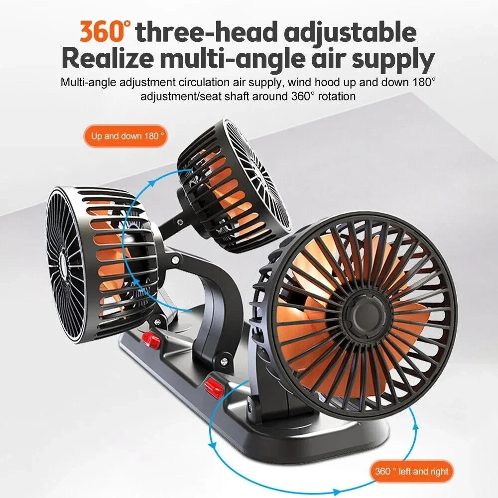 Adjustable Dual Head Car Fan